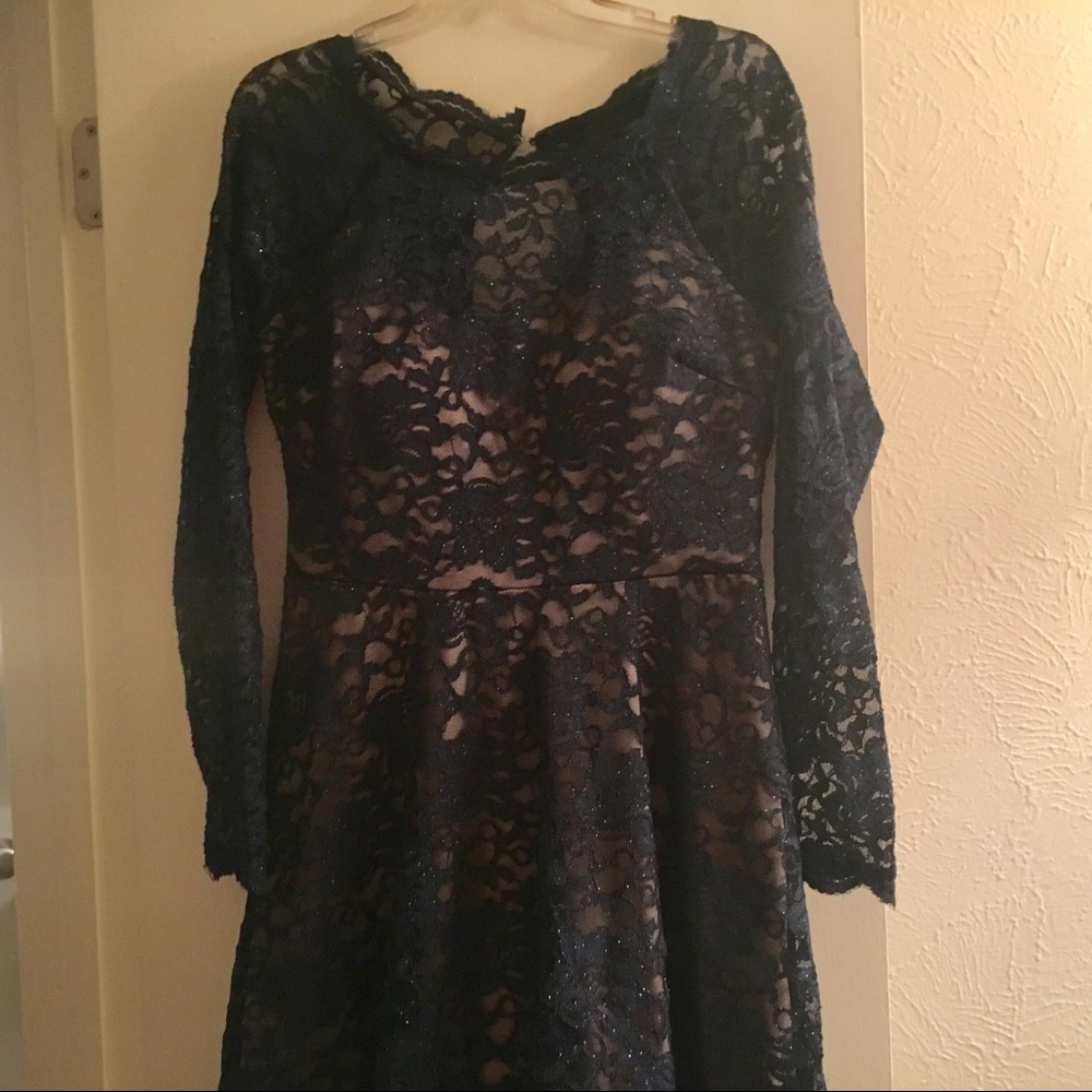 Navy long sleeve lace dress